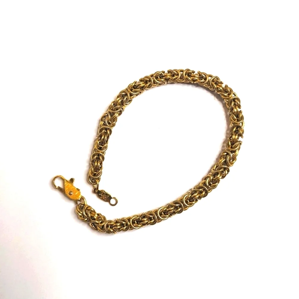 Vintage Signed‎ DM Byzantine Gold Tone Bracelet 7.5 Inches